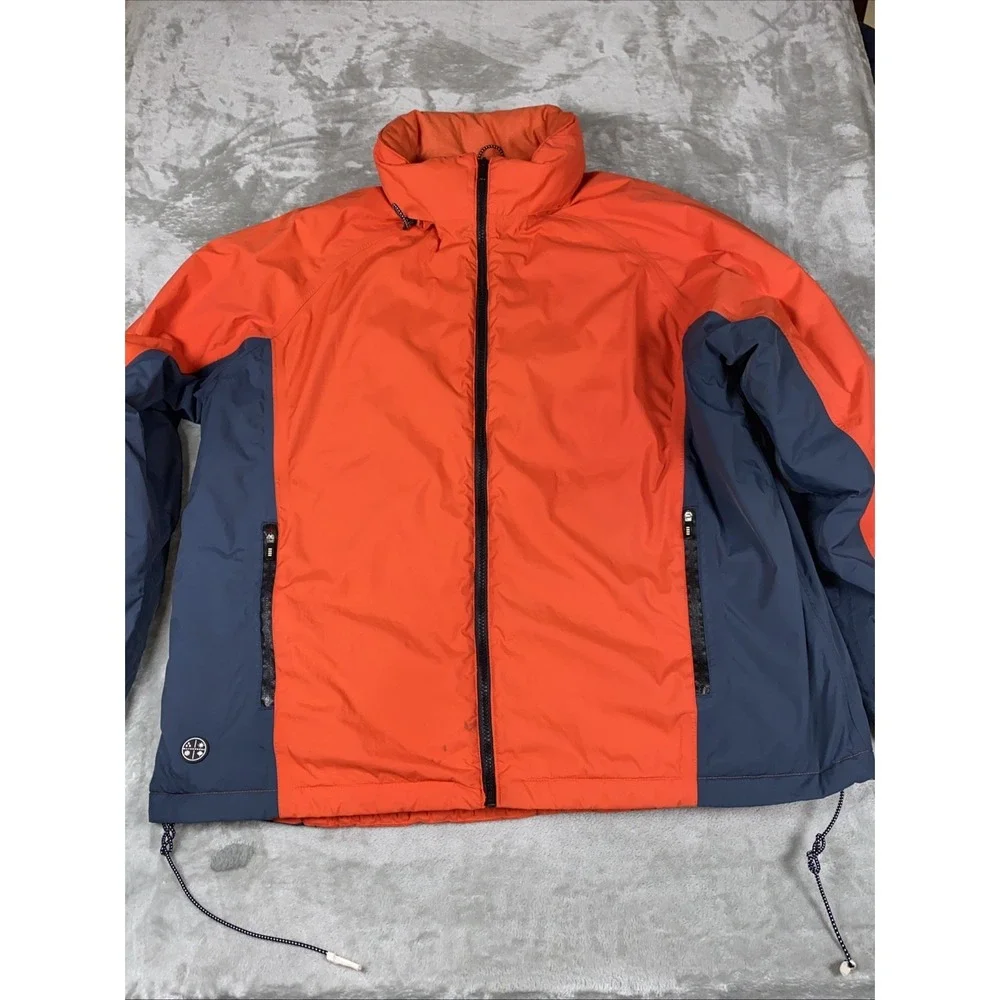 Lands End The Squall Mens XL Orange Blue Water Windproof Quilted  Lined Parka